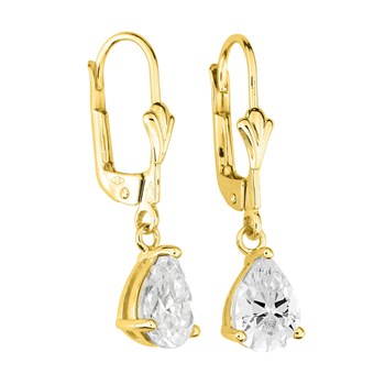Boucles d'oreilles femme pendantes - Oxyde de zirconium - Or 18 Carats