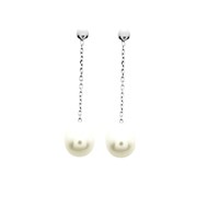 Boucles d'oreilles femme pendantes - perle - Or 18 Carats