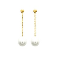 Boucles d'oreilles femme pendantes - perle - Or 18 Carats