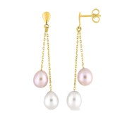 Boucles d'oreilles femme pendantes - perle - Or 18 Carats