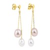 Boucles d'oreilles femme pendantes - perle - Or 18 Carats - vue V2