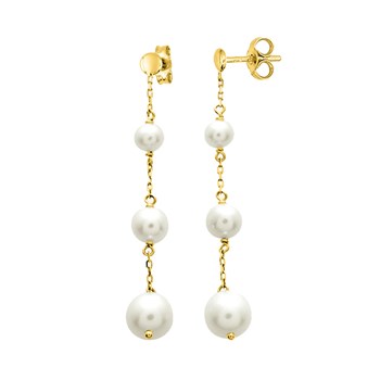 Women's dangling earrings - pearl - 18 carat gold