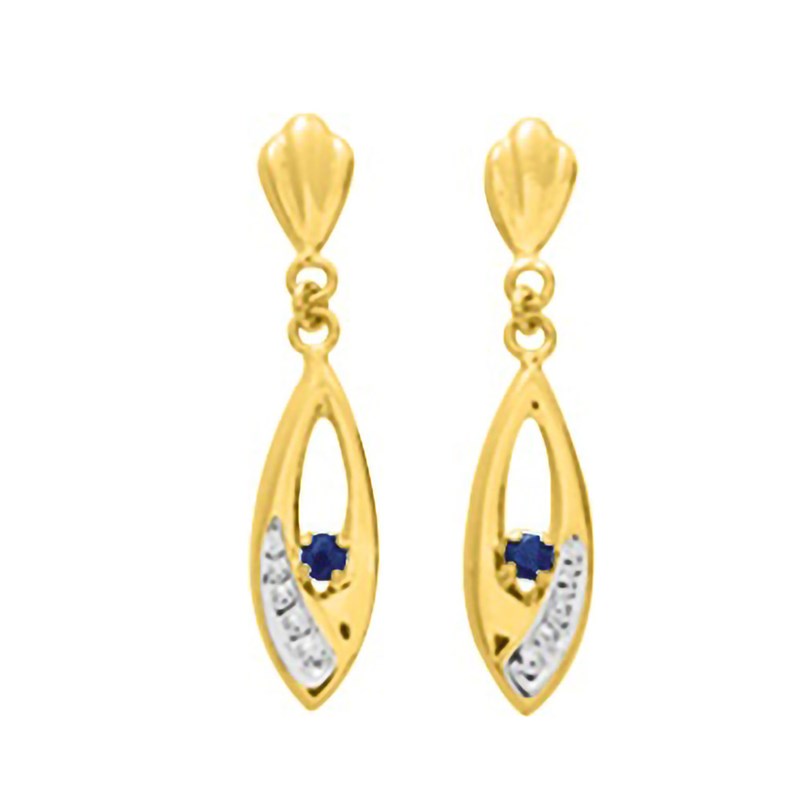 Boucles d'oreilles femme pendantes - saphir - Or 18 Carats