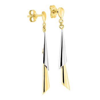 Boucles d'oreilles femme pendantes bicolores - Or 18 Carats