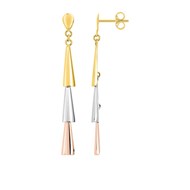 Boucles d'oreilles femme pendantes 3 ors - Or 18 Carats
