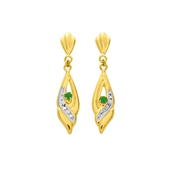 Women's dangling earrings - emerald - 18 carat gold