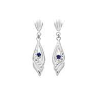 Boucles d'oreilles femme pendantes - saphir - Or 18 Carats