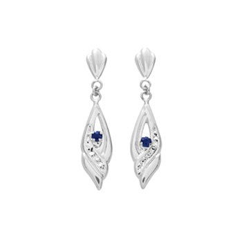Women's dangling earrings - sapphire - 18 carat gold