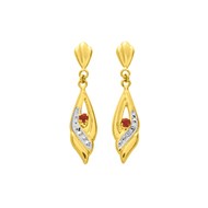 Boucles d'oreilles femme pendantes - rubis - Or 18 Carats