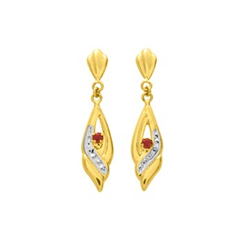 Women's dangling earrings - ruby - 18 carat gold