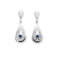 Boucles d'oreilles femme pendantes - saphir - Or 18 Carats