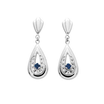 Women's dangling earrings - sapphire - 18 carat gold
