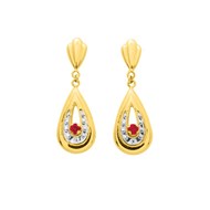 Boucles d'oreilles femme pendantes - rubis - Or 18 Carats