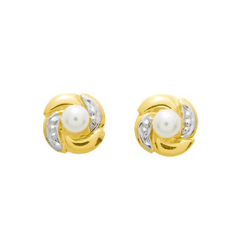 Boucles d'oreilles femme - Clou - Or 18 Carats  - Perle - Diamètre : 3mm