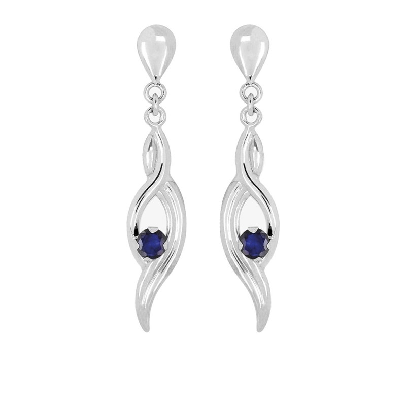 Boucles d'oreilles femme pendantes - saphir - Or 18 Carats