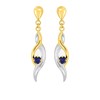 Boucles d'oreilles femme pendantes Bicolores - saphir - Or 18 Carats - vue V1