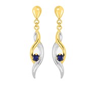 Boucles d'oreilles femme pendantes Bicolores - saphir - Or 18 Carats