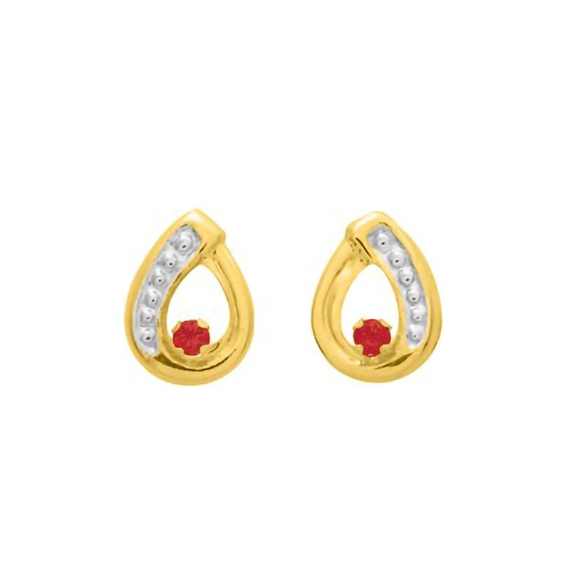 Boucles d'oreilles femme - rubis - Or 18 Carats