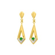 Boucles d'oreilles femme pendantes - émeraude - Or 18 Carats