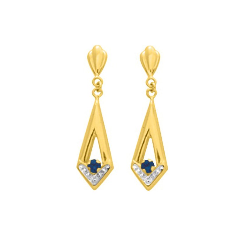 Boucles d'oreilles femme pendantes - saphir - Or 18 Carats