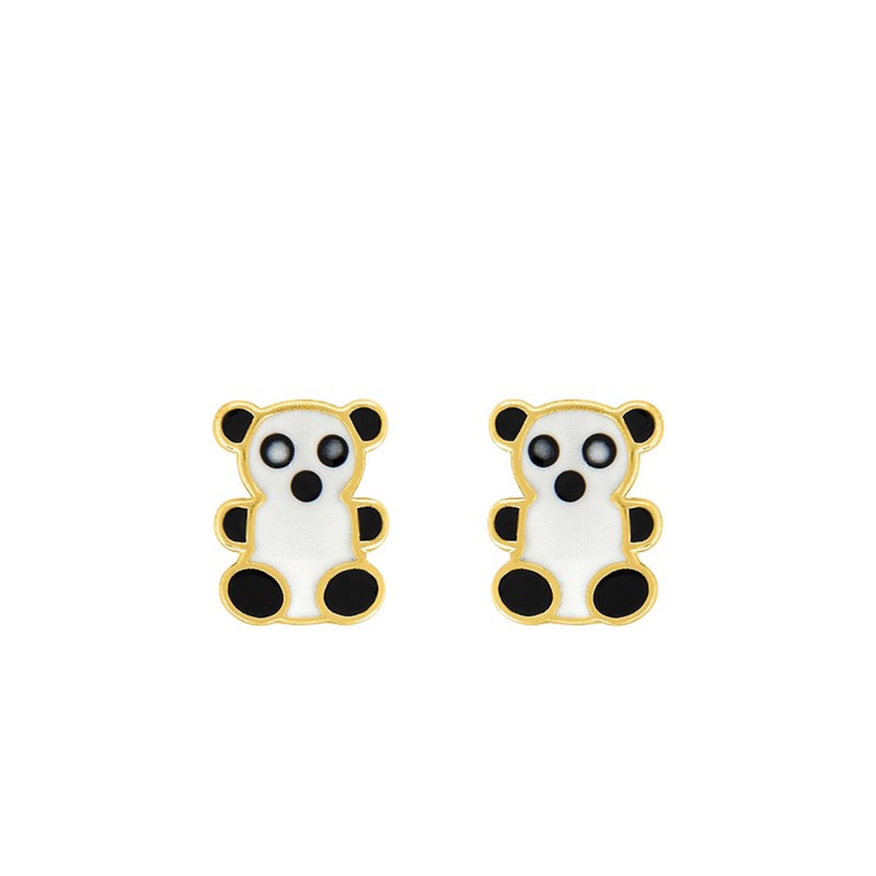 Boucles d'oreilles enfant - Clou - Or 18 Carats - Panda