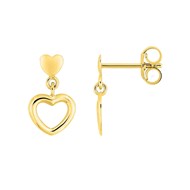 Boucles d'oreilles Enfant  - Pendante - Or 18 Carats - Coeur - Hauteur : 12mm - Largeur : 6mm