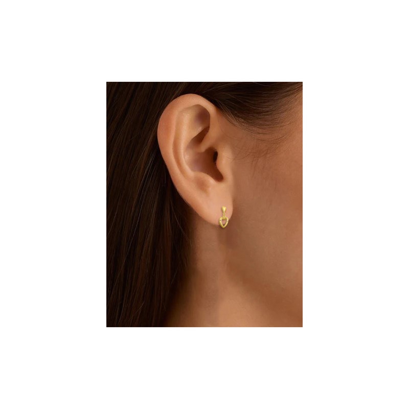 Boucles d'oreilles Enfant  - Pendante - Or 18 Carats - Coeur - Hauteur : 12mm - Largeur : 6mm - vue 3