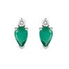 Boucles d'oreilles femme Emeraude et Diamant 0.08 ct - Or 18 Carats - vue V1