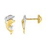 Boucles d'oreilles enfant bicolores - Or 18 Carats - Dauphin - vue V1