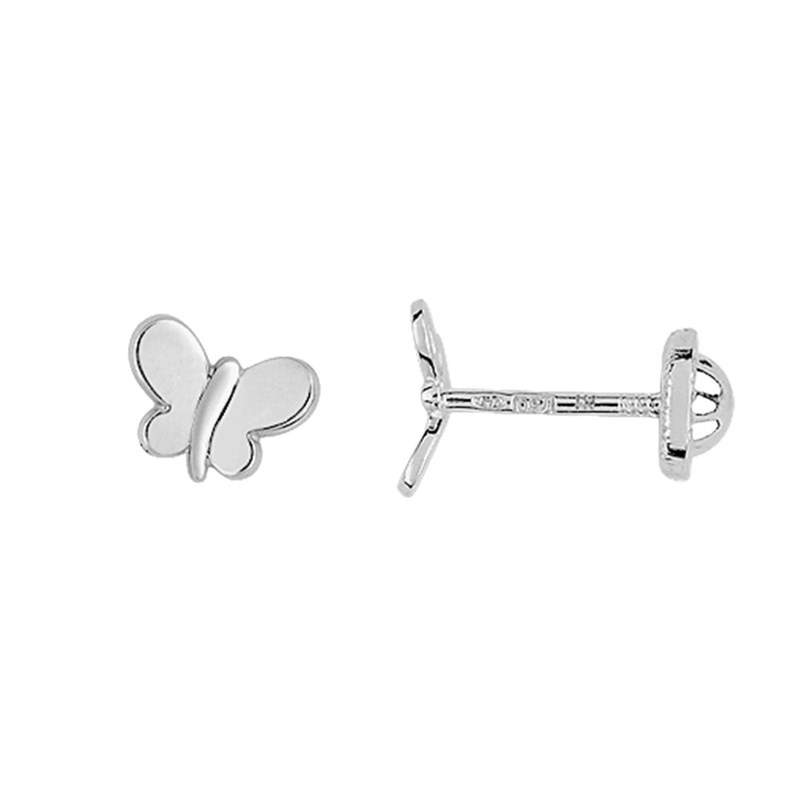 Boucles D'Oreilles Enfant Papillon En Émail Rouge - Or Jaune 9 Carats - Coffret Cadeau Avec Certificat