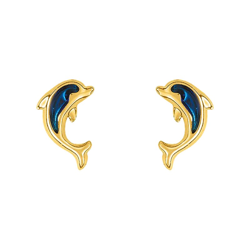 Boucles d'oreilles enfant - Or 18 Carats - dauphin - vue 2