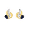 Boucles d'oreilles femme bicolores - Saphir - Or 18 Carats - vue V1