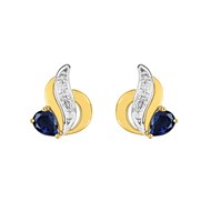 Boucles d'oreilles femme bicolores - Saphir - Or 18 Carats