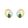 Boucles d'oreilles femme bicolores - Emeraude - Or 18 Carats - vue V1