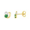 Boucles d'oreilles femme bicolores - Emeraude - Or 18 Carats - vue V1