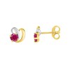 Boucles d'oreilles femme bicolores - Rubis - Or 18 Carats - vue V1