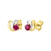 Boucles d'oreilles femme bicolores - Rubis - Or 18 Carats - vue V2