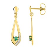 Boucles d'oreilles femme pendantes Emeraude - Or 18 Carats