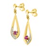 Boucles d'oreilles femme pendantes - Rubis - Or 18 Carats - vue V2