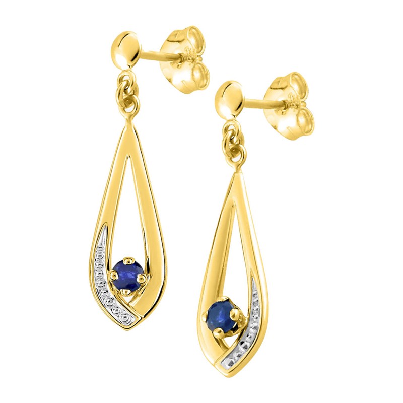 Boucles d'oreilles femme pendantes - Saphir - Or 18 Carats - vue 2