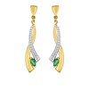 Boucles d'oreilles femme pendantes bicolores - Or 18 Carats - Emeraude - vue V1