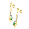 Boucles d'oreilles femme pendantes bicolores - Or 18 Carats - Emeraude - vue V2