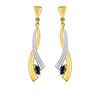 Boucles d'oreilles femme pendantes bicolores - Saphir - Or 18 Carats - vue V1