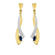 Boucles d'oreilles femme pendantes bicolores - Saphir - Or 18 Carats