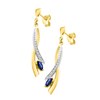 Boucles d'oreilles femme pendantes bicolores - Saphir - Or 18 Carats - vue V2