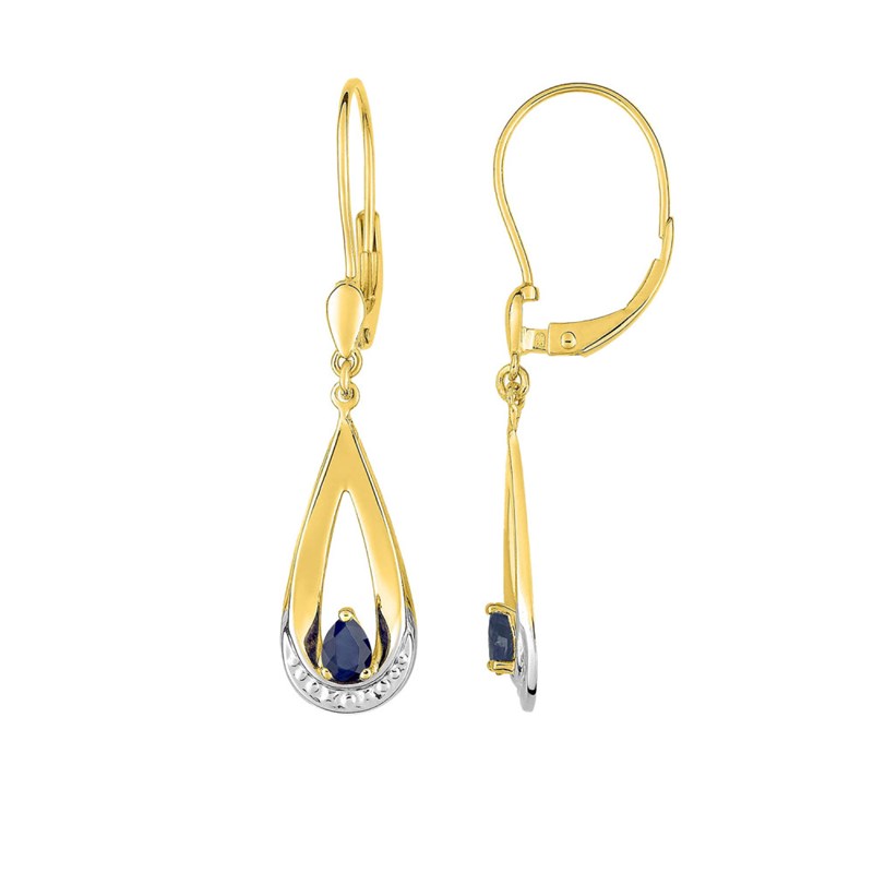 Boucles d'oreilles femme pendantes - Saphir - Or 18 Carats