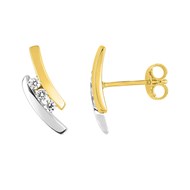 Boucles d'oreilles femme bicolores - Oxyde de zirconium - Or 18 Carats