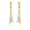 Boucles d'oreilles femme pendantes - bicolores - oxyde de zirconium - Or 18 Carats - vue V1
