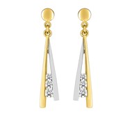 Boucles d'oreilles femme pendantes - bicolores - oxyde de zirconium - Or 18 Carats