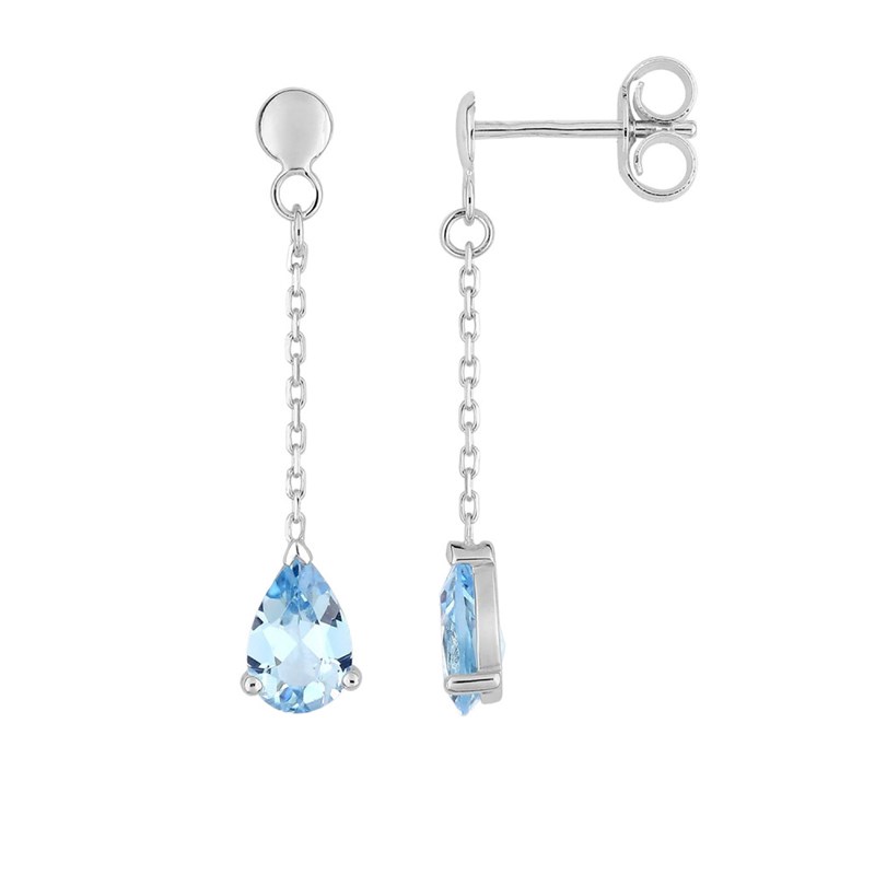 Boucles d'oreilles femme pendantes - Topaze - Or 18 Carats